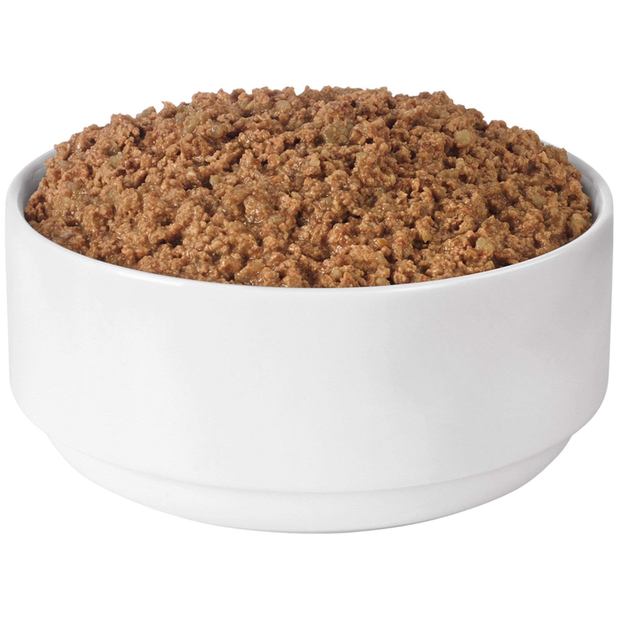 Purina Pro Plan beef entrée close-up emphasizing protein content
