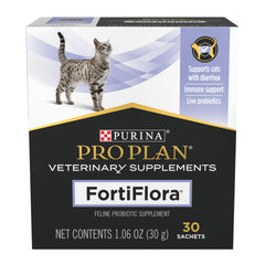 Purina Pro Plan FortiFlora front packaging showing 30 count box and clarity