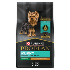 Purina Pro Plan front bag showing toy breed formula and benefits