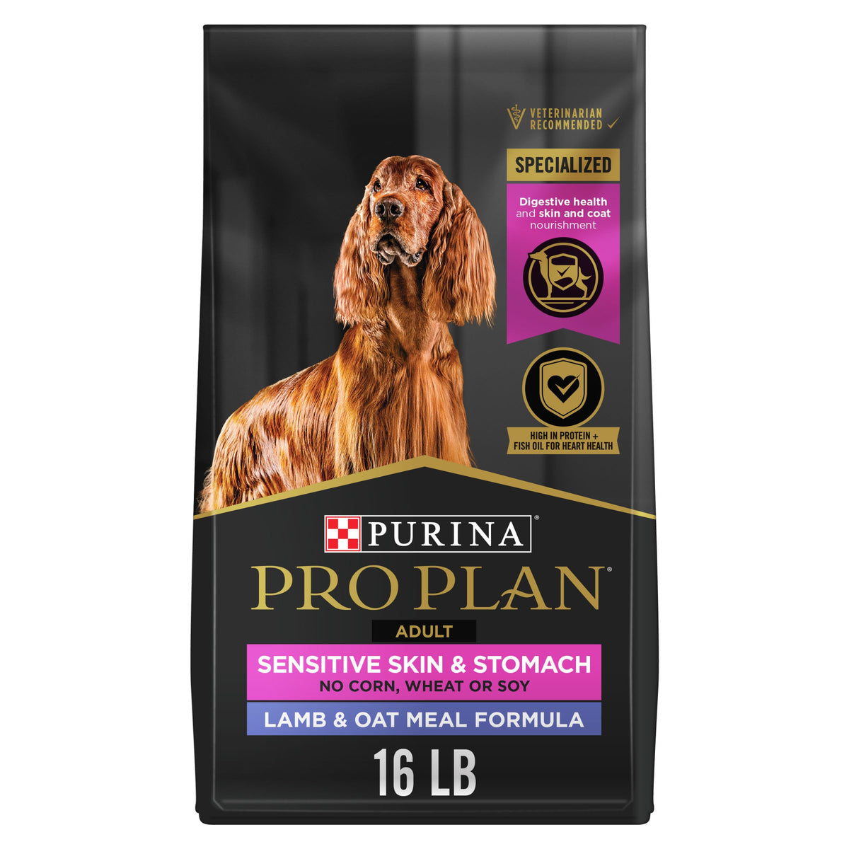 Purina Pro Plan bag front view showing formula and benefits