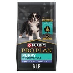 Purina Pro Plan front of bag showing lamb and rice formula benefits