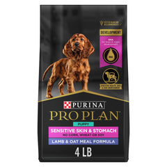 Purina Pro Plan front packaging showing lamb and oat meal benefits