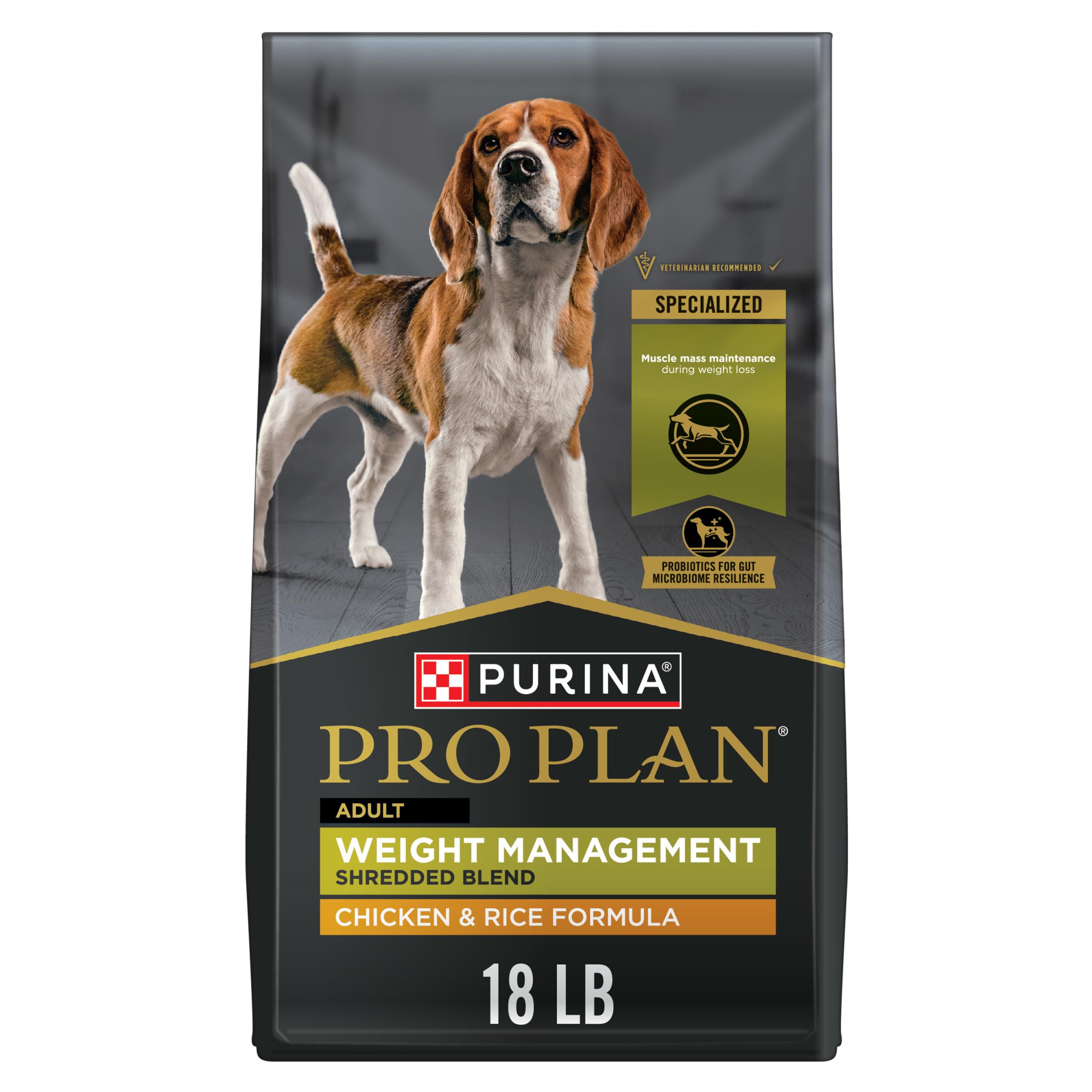Purina Pro Plan front packaging showing product and weight benefits