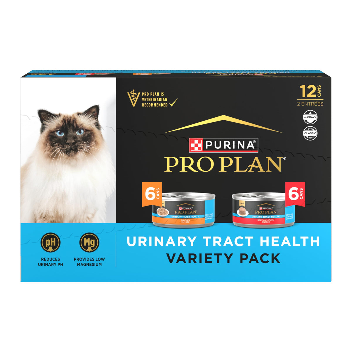 Purina Pro Plan front packaging showing variety pack and benefits