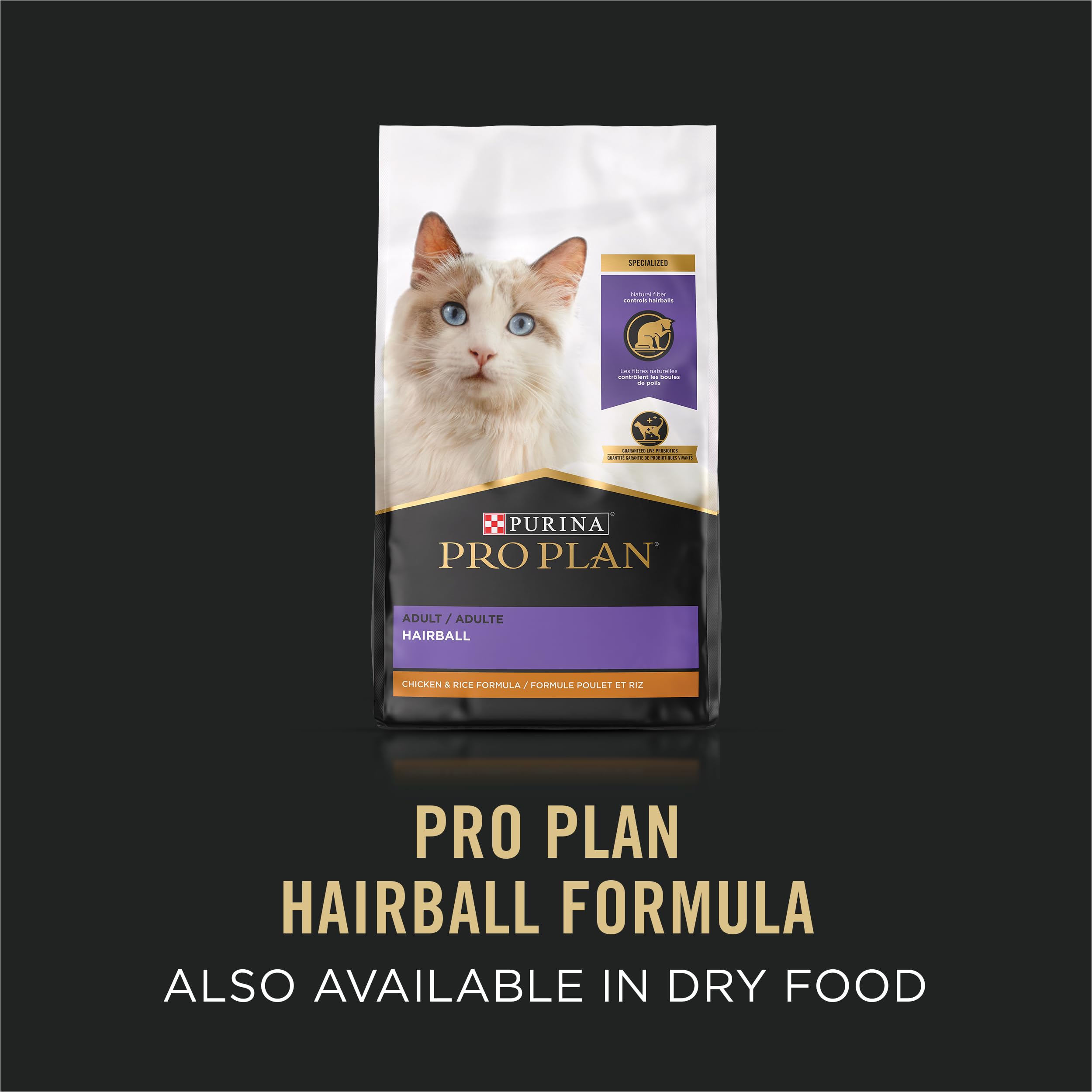 Purina Pro Plan ingredients label close-up showing vitamins, minerals, and no artificial colors