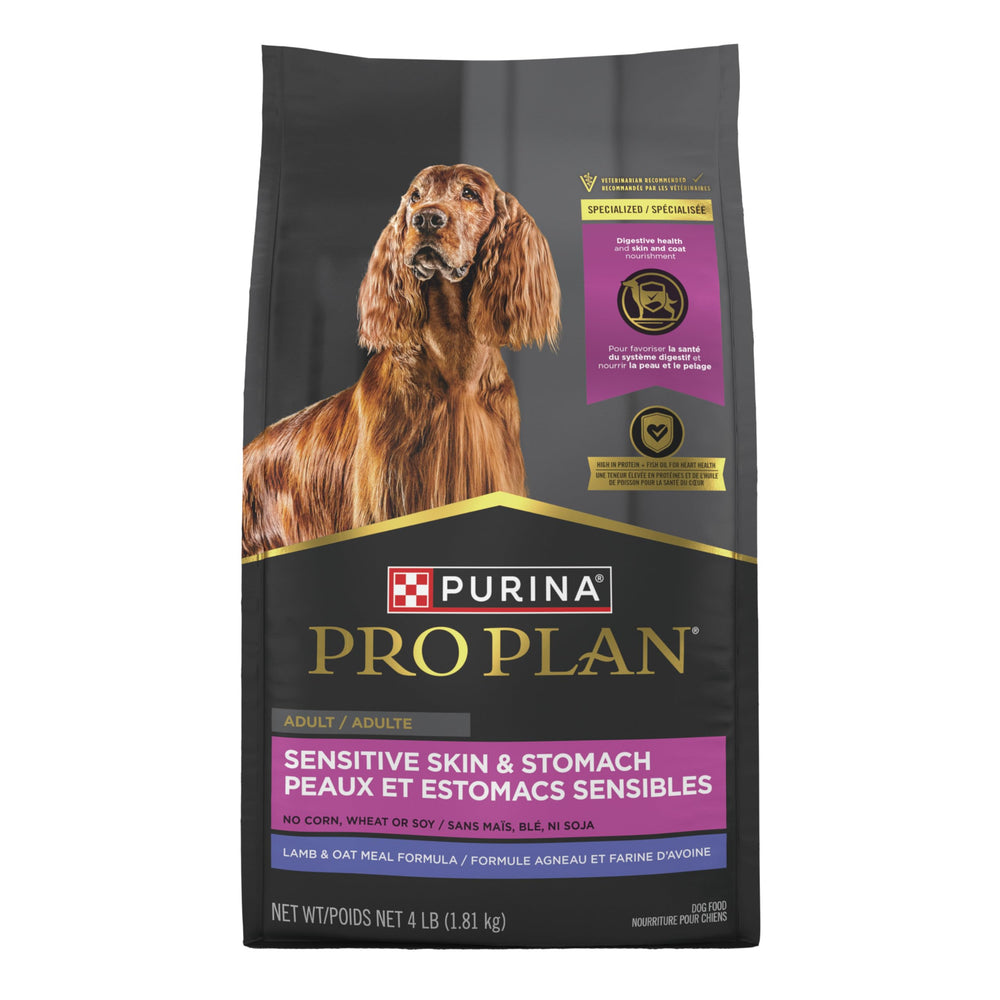 Purina Pro Plan lamb and oat ingredients displayed for clarity