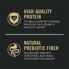 Purina Pro Plan closeup of crunchy kibble and tender shredded pieces for palatability