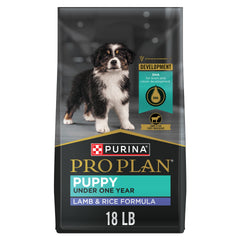 Purina Pro Plan front bag showing lamb and rice benefits