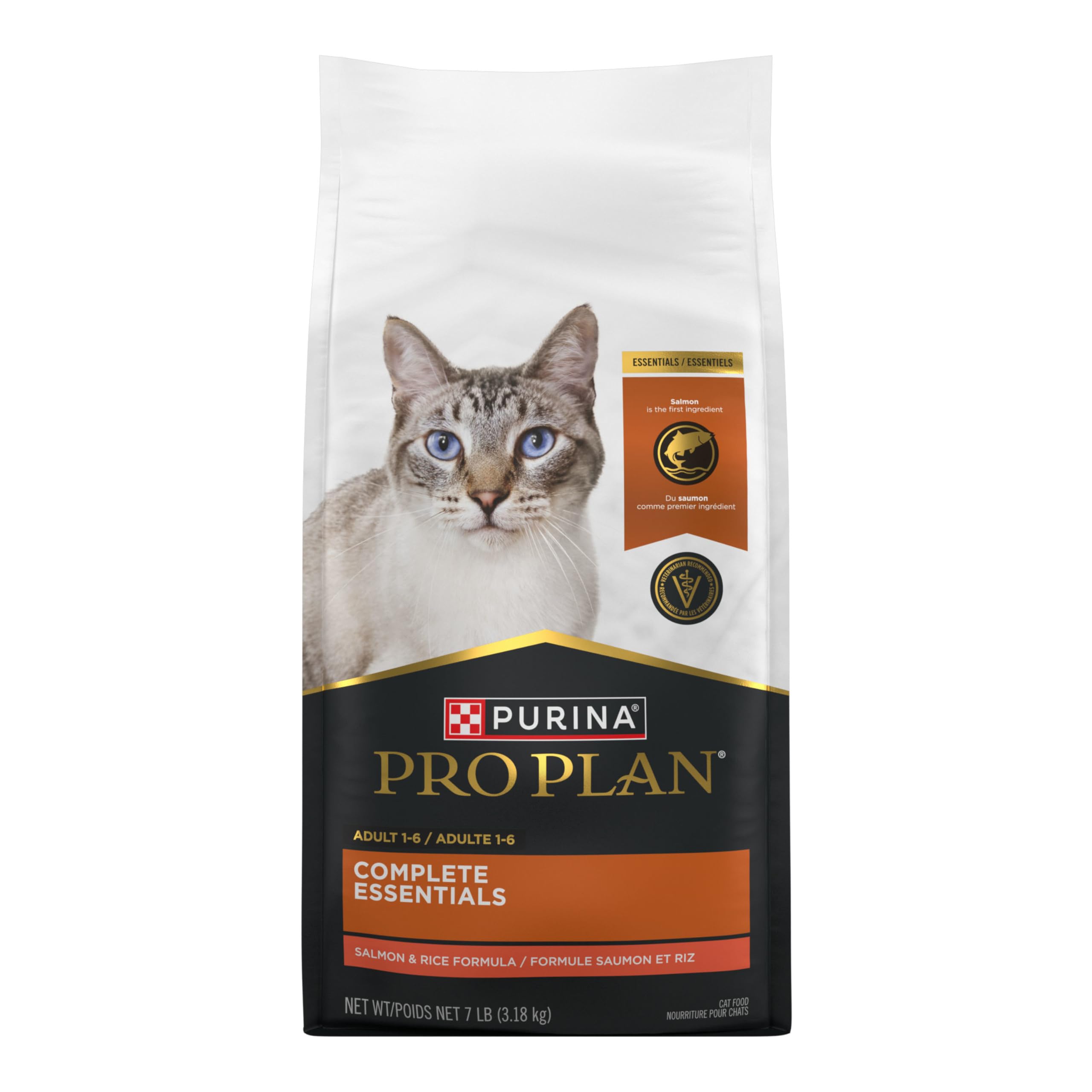 Purina Pro Plan kibble in white bowl illustrating portion and appetizing look