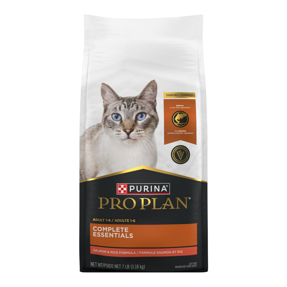 Purina Pro Plan kibble in white bowl illustrating portion and appetizing look