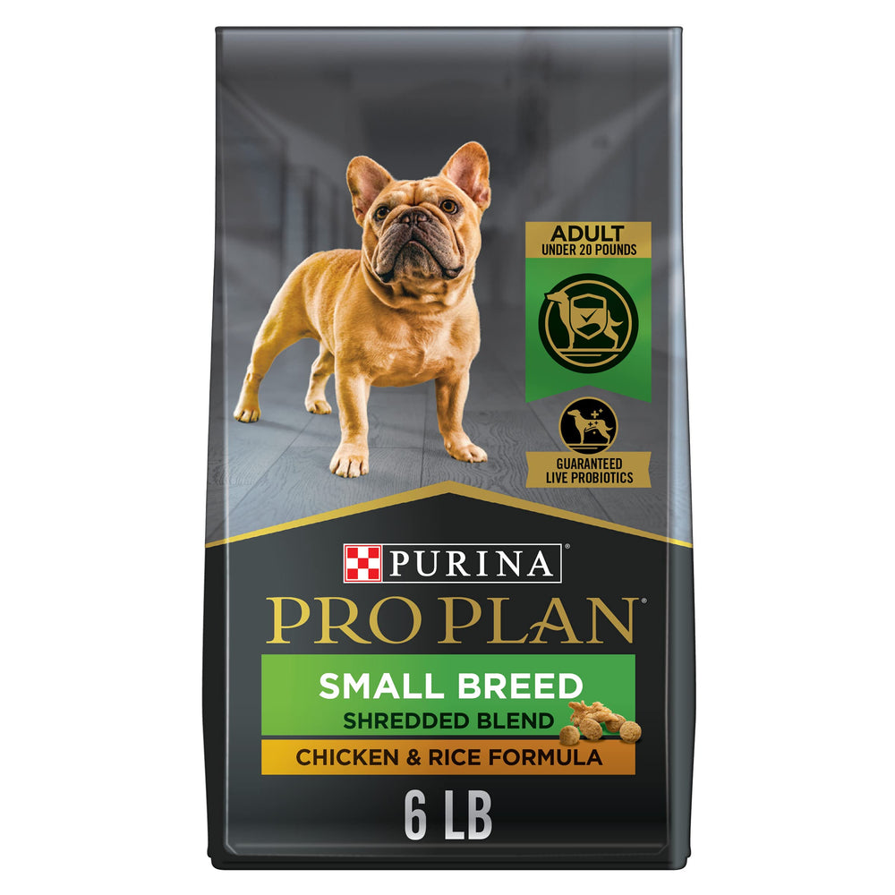 purina pro plan front packaging showing 6 lb bag and branding benefits