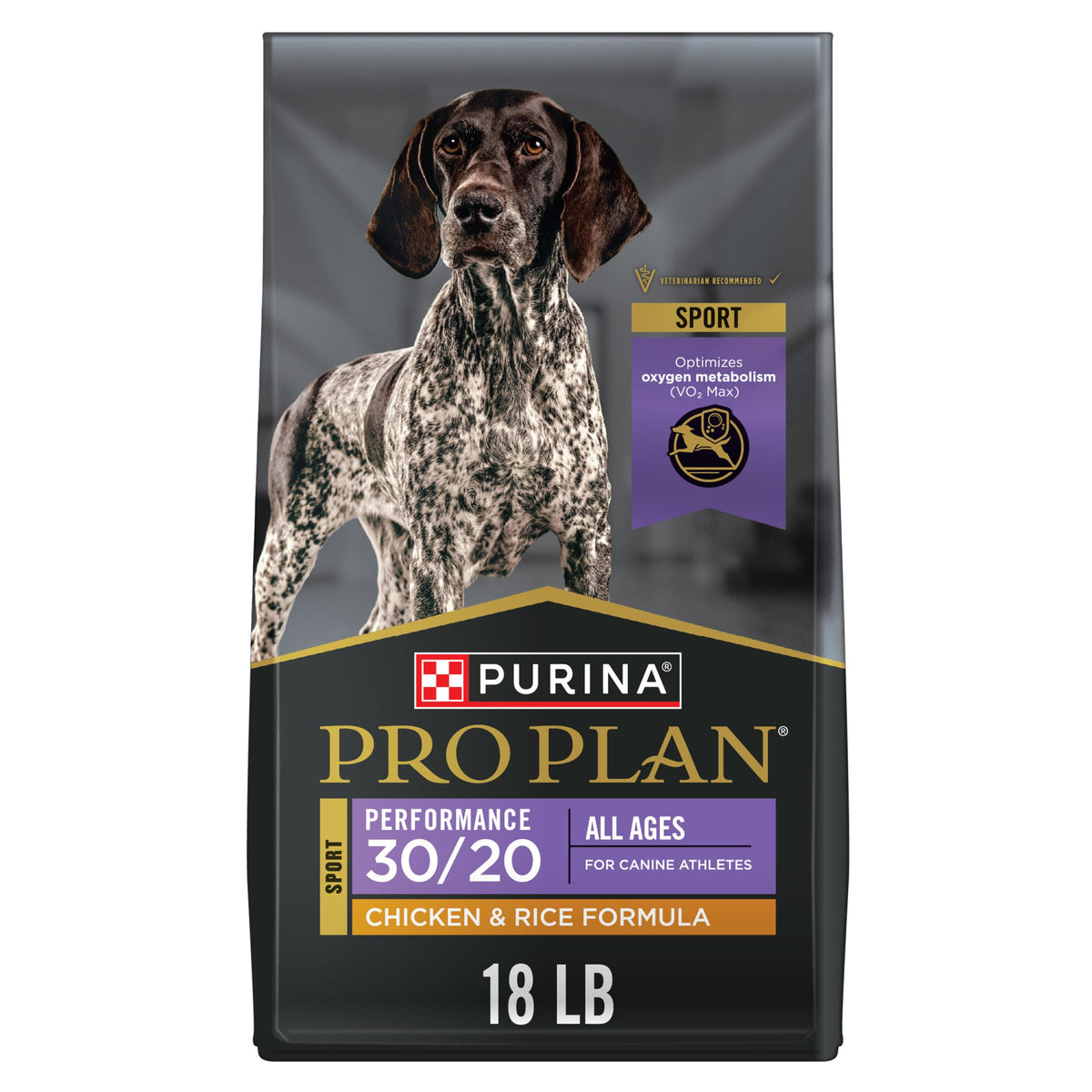 Purina Pro Plan front of 18 lb bag showing formula and benefits