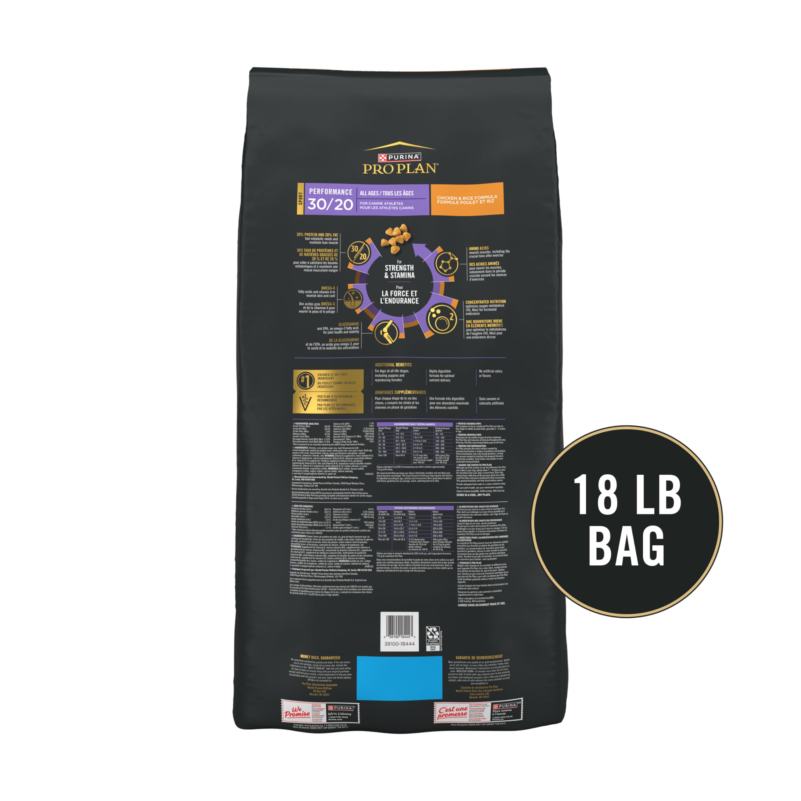Manufacturing badge on Purina Pro Plan bag indicating U.S. production