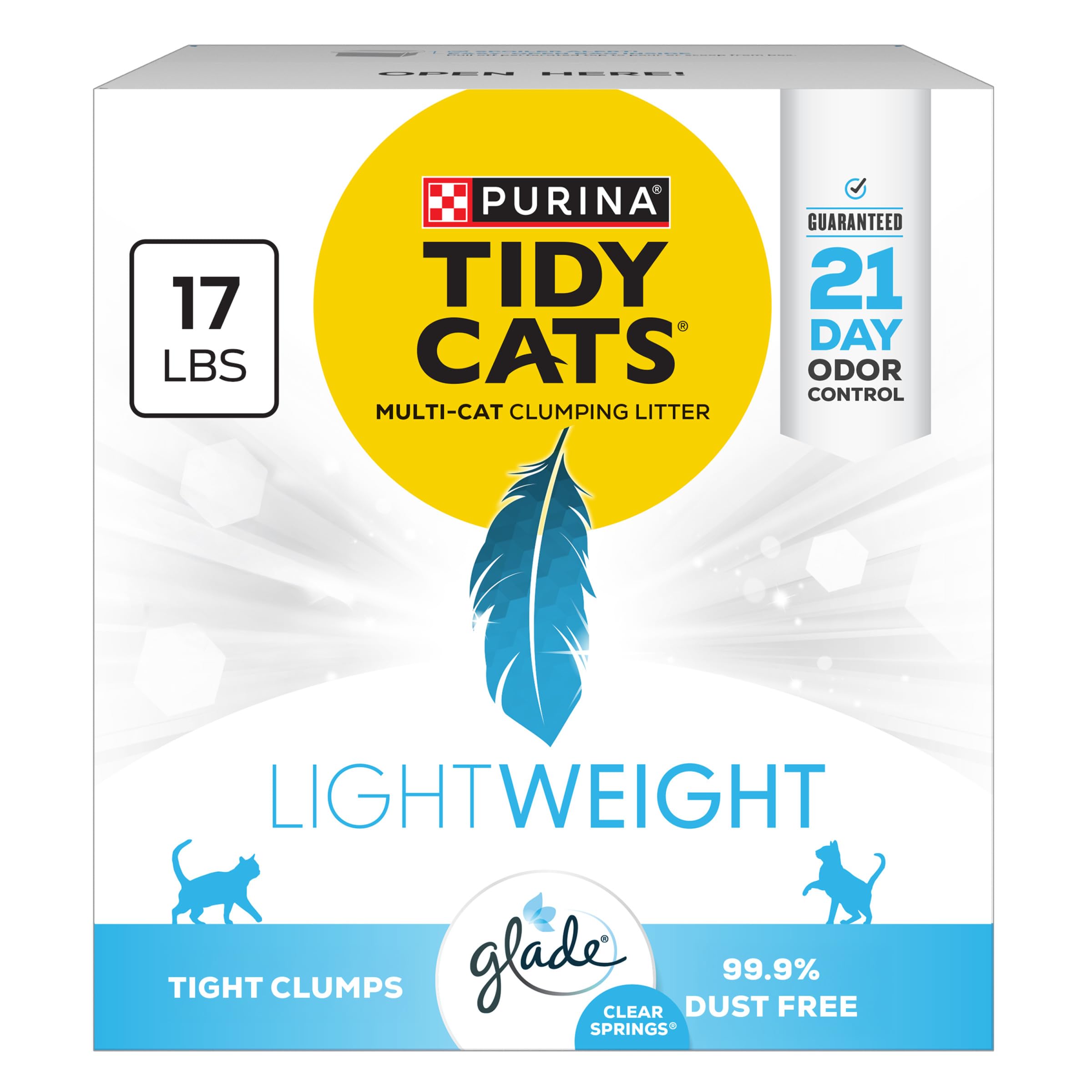 Purina Tidy Cats front packaging showing 17 lb lightweight litter benefit