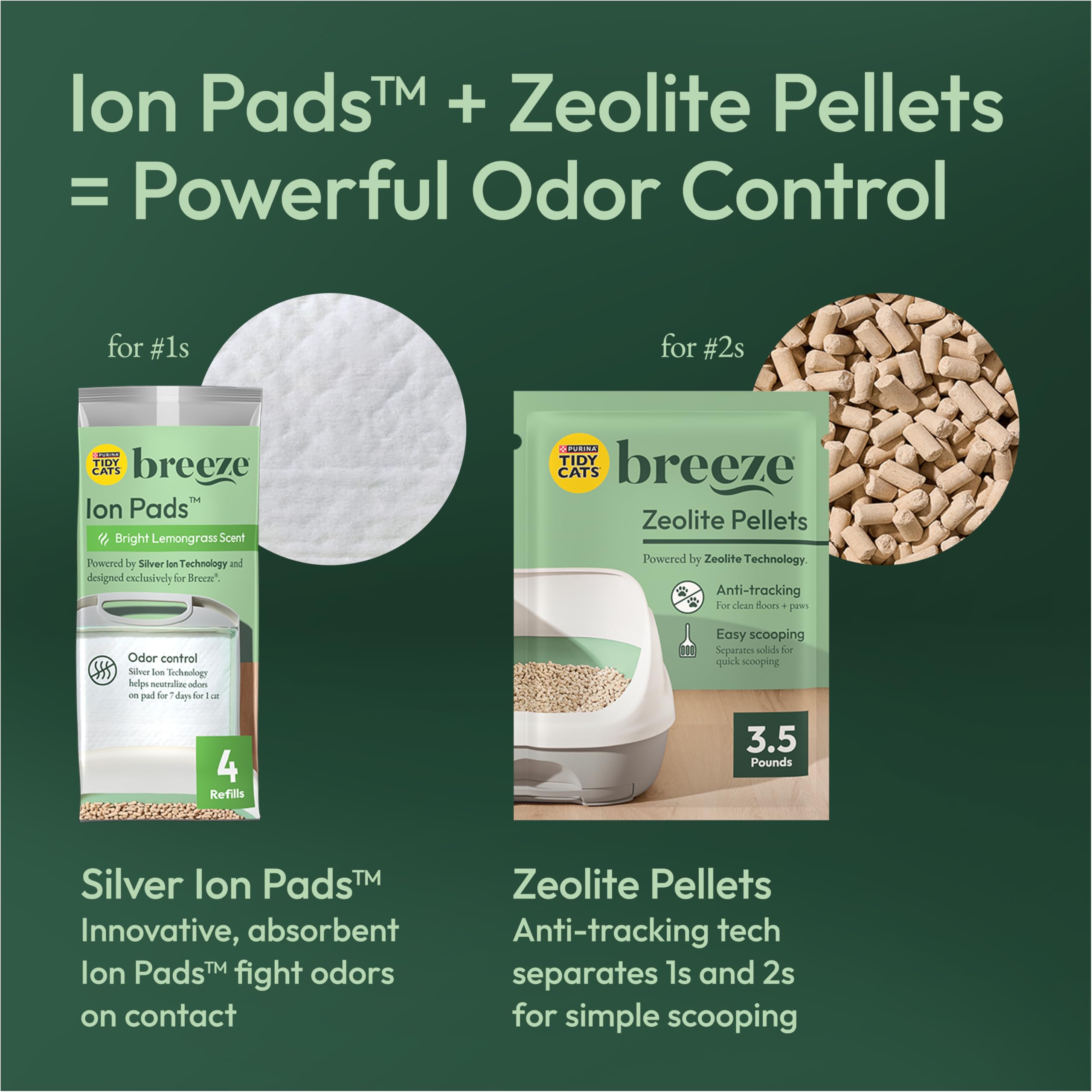 Purina Tidy Cats close-up of Ion pad showing absorbent odor-control benefit