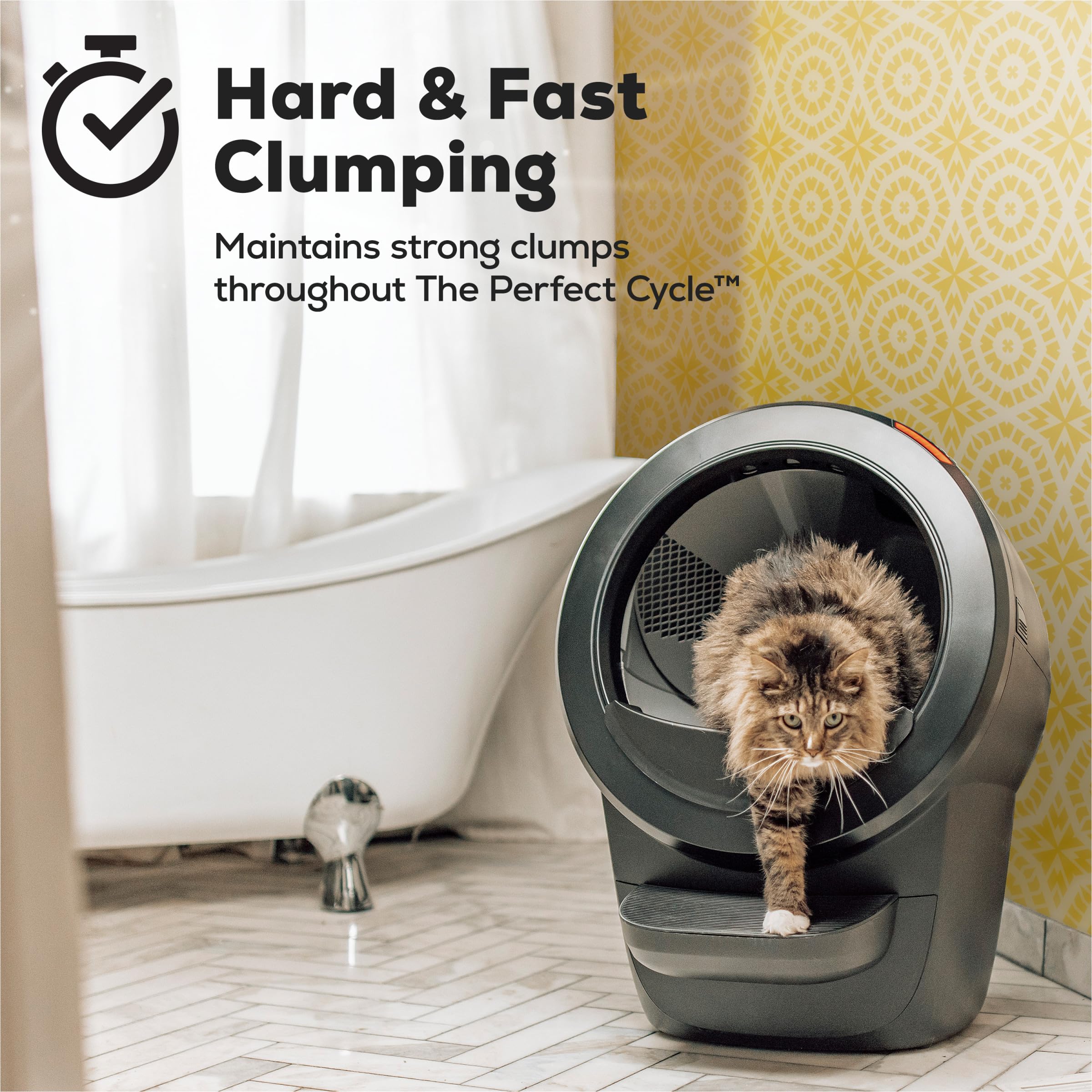 Purina Tidy Cats inside a Litter-Robot bowl showing smooth cycling performance