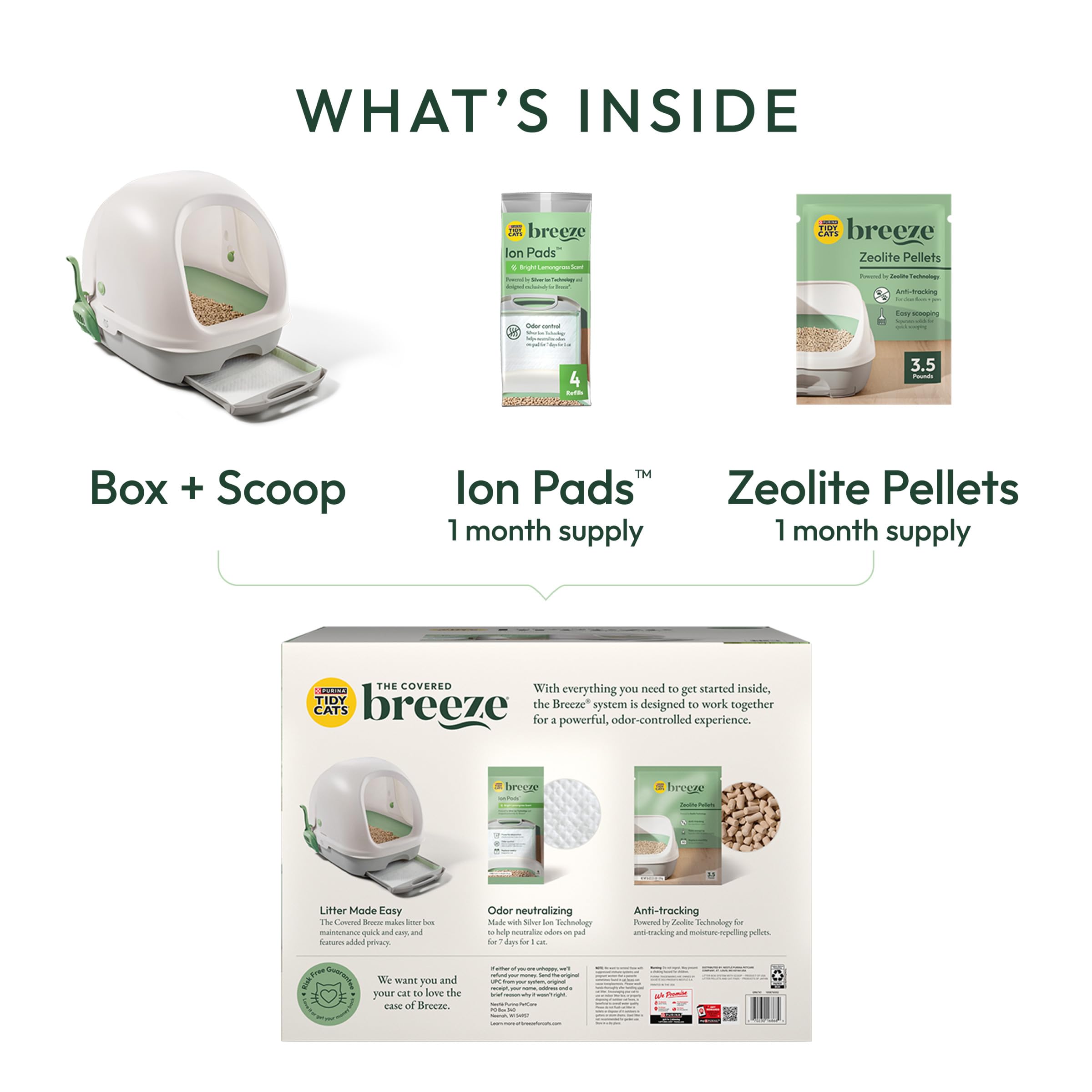 Purina Tidy Cats packaged kit contents laid out for simple first-month setup