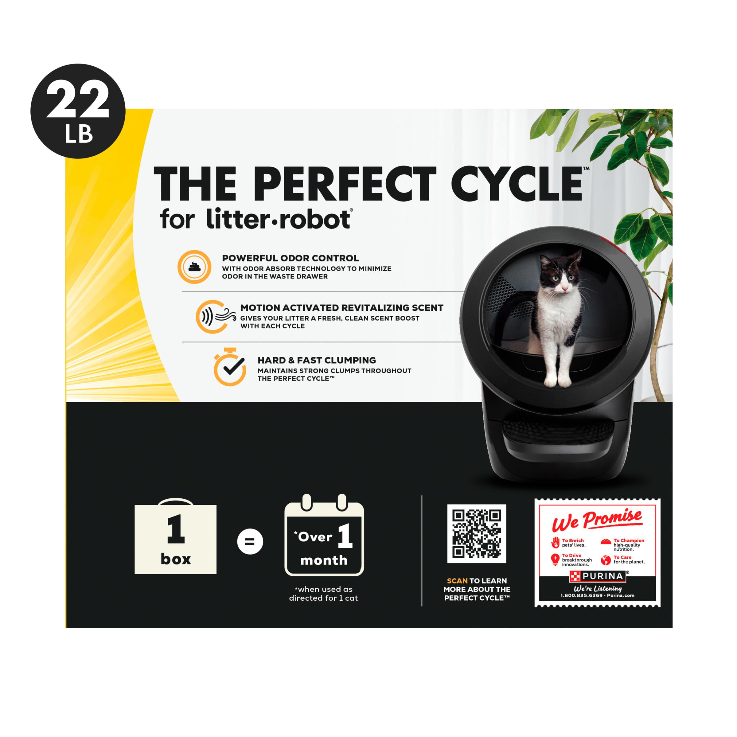 Purina Tidy Cats bag next to Litter-Robot to show size and scale convenience