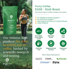 PURITY COFFEE whole beans texture detail showing specialty-grade quality benefit