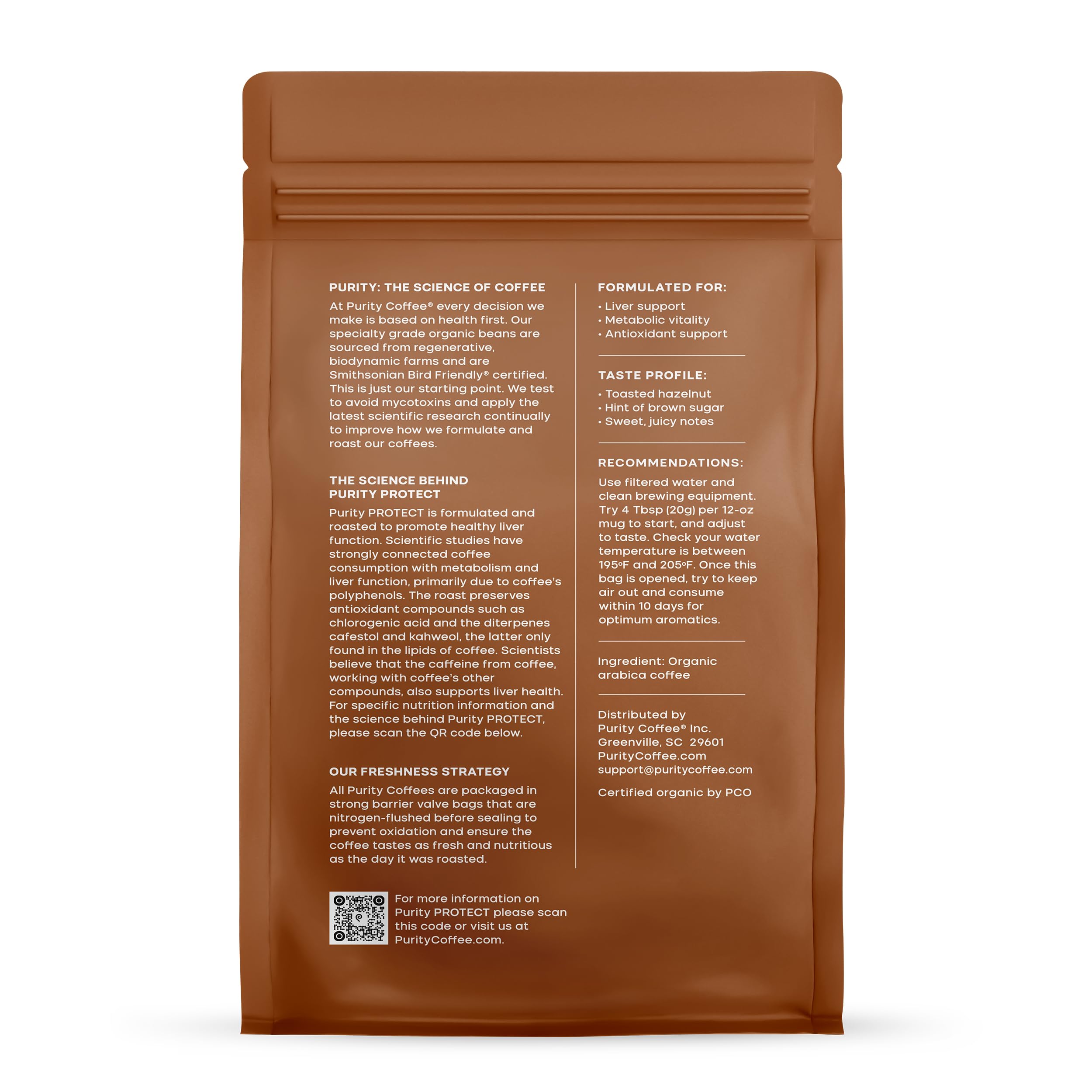 PURITY COFFEE close up of ground texture highlighting fresh light‑medium roast aroma