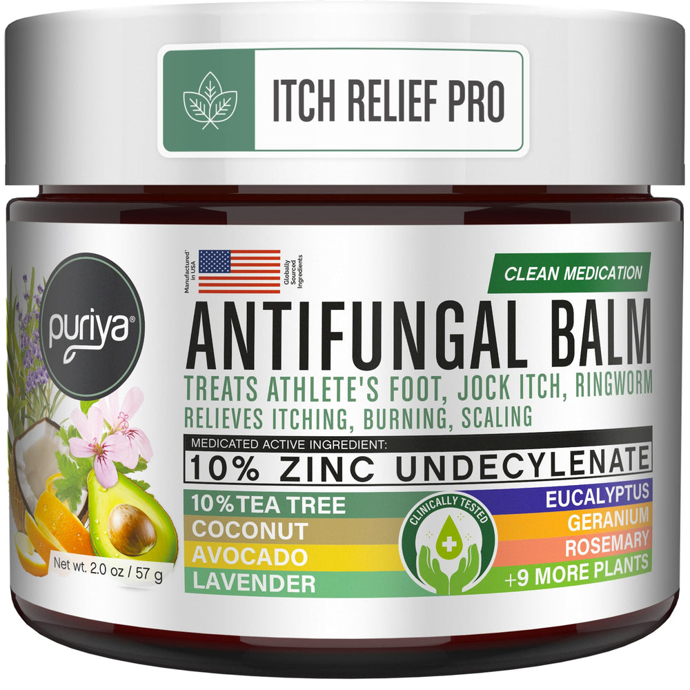 Puriya front packaging showing 2 oz balm and clear labeling for fast antifungal relief