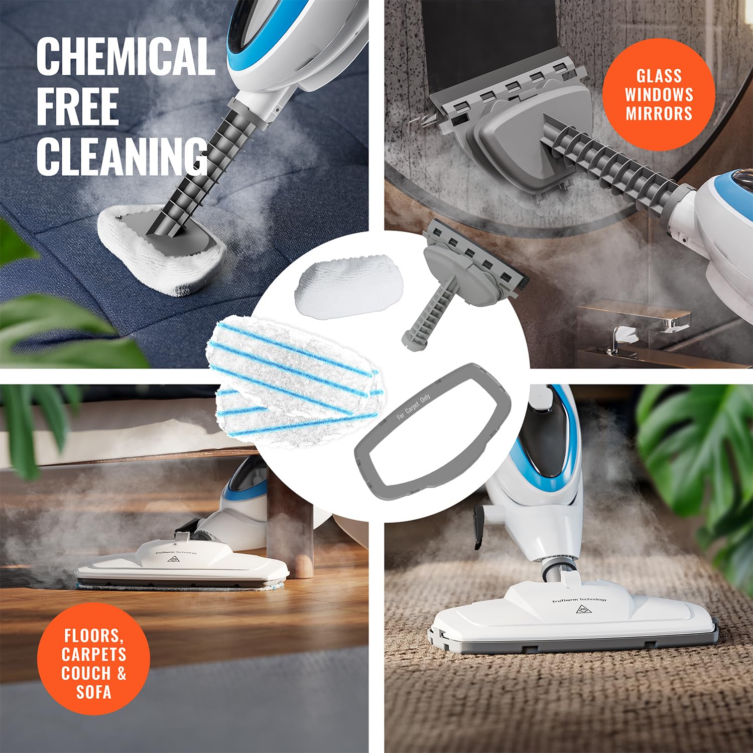 PurSteam microfiber pad texture demonstrating reusable absorbent cleaning