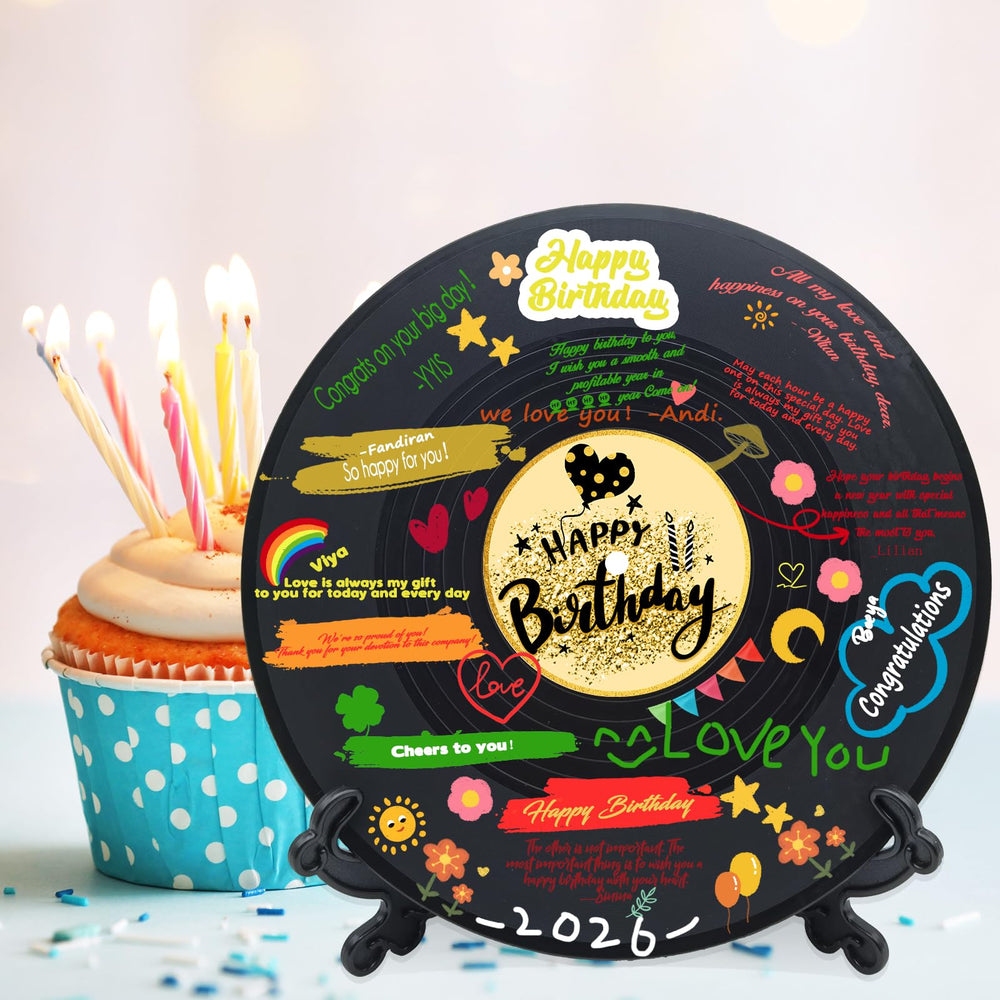 pwvsayjcj signed vinyl record displayed on a mantel as a decorative keepsake