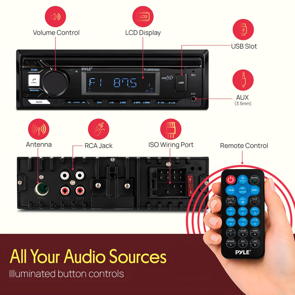 Pyle USB, SD and AUX ports for direct MP3 playback convenience