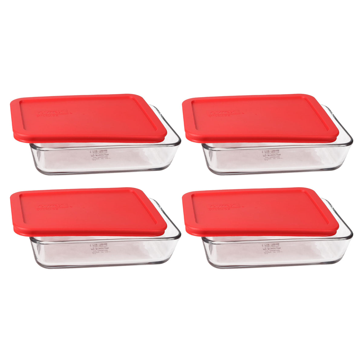 Pyrex 3-cup glass dish with red lid showing secure leak-resistant storage