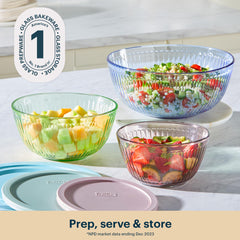 Pyrex detailed shot of sculpted tinted glass texture highlighting stain-resistant durability