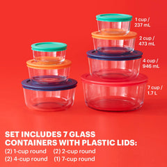 Pyrex containers stacked in fridge demonstrating space-saving and visibility