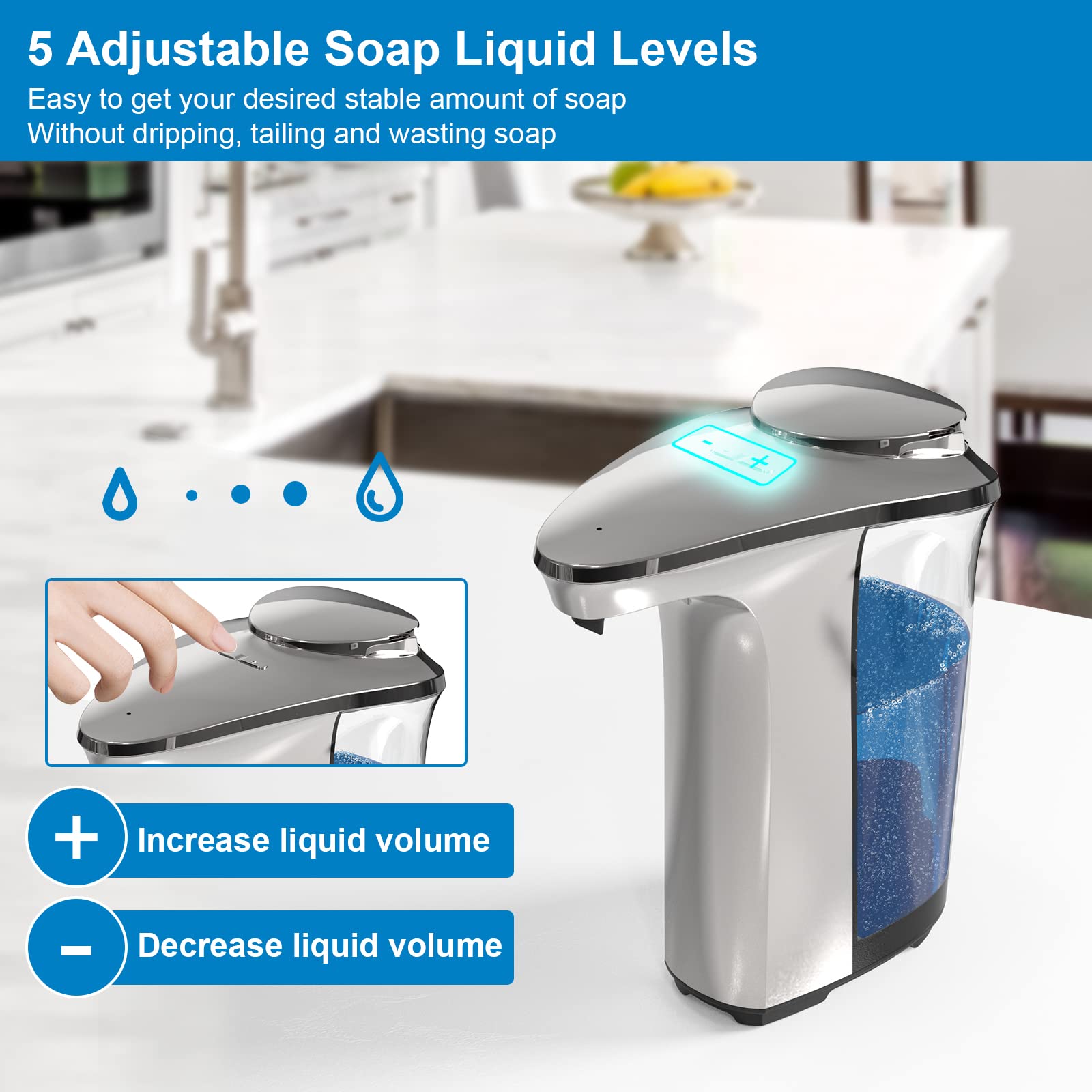 PZOTRUF dispenser in kitchen setting providing touchless soap for hygienic dishwashing