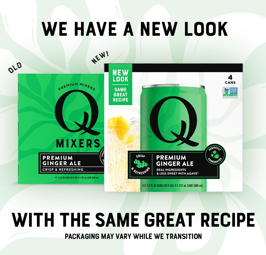 Q Mixers can close-up label highlighting real ginger and clean ingredients
