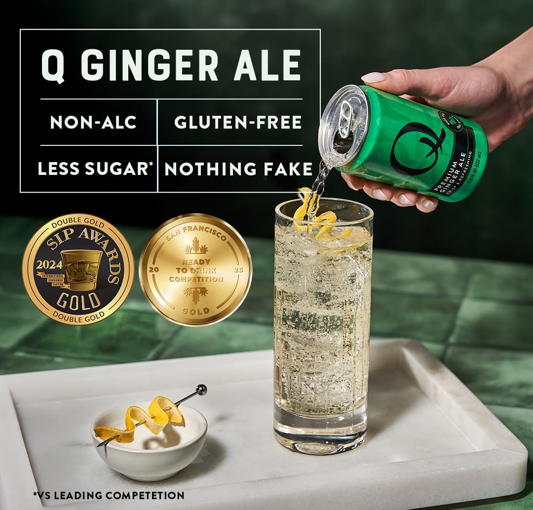 Q Mixers carbonation bubbles close-up emphasizing long-lasting fizz benefit