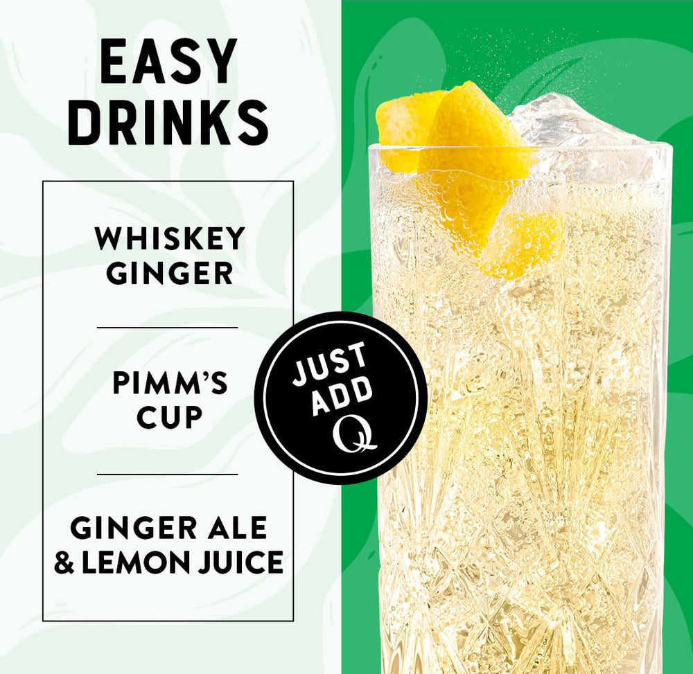 Q Mixers ginger root, agave and spices display showing authentic ingredient benefit