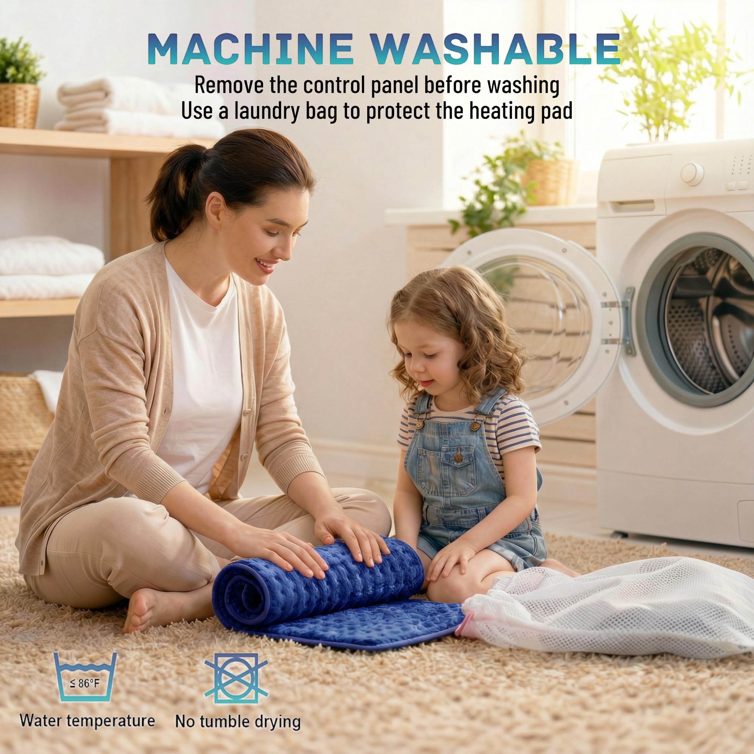 Qaltgc pad being machine washed showing easy-care convenience