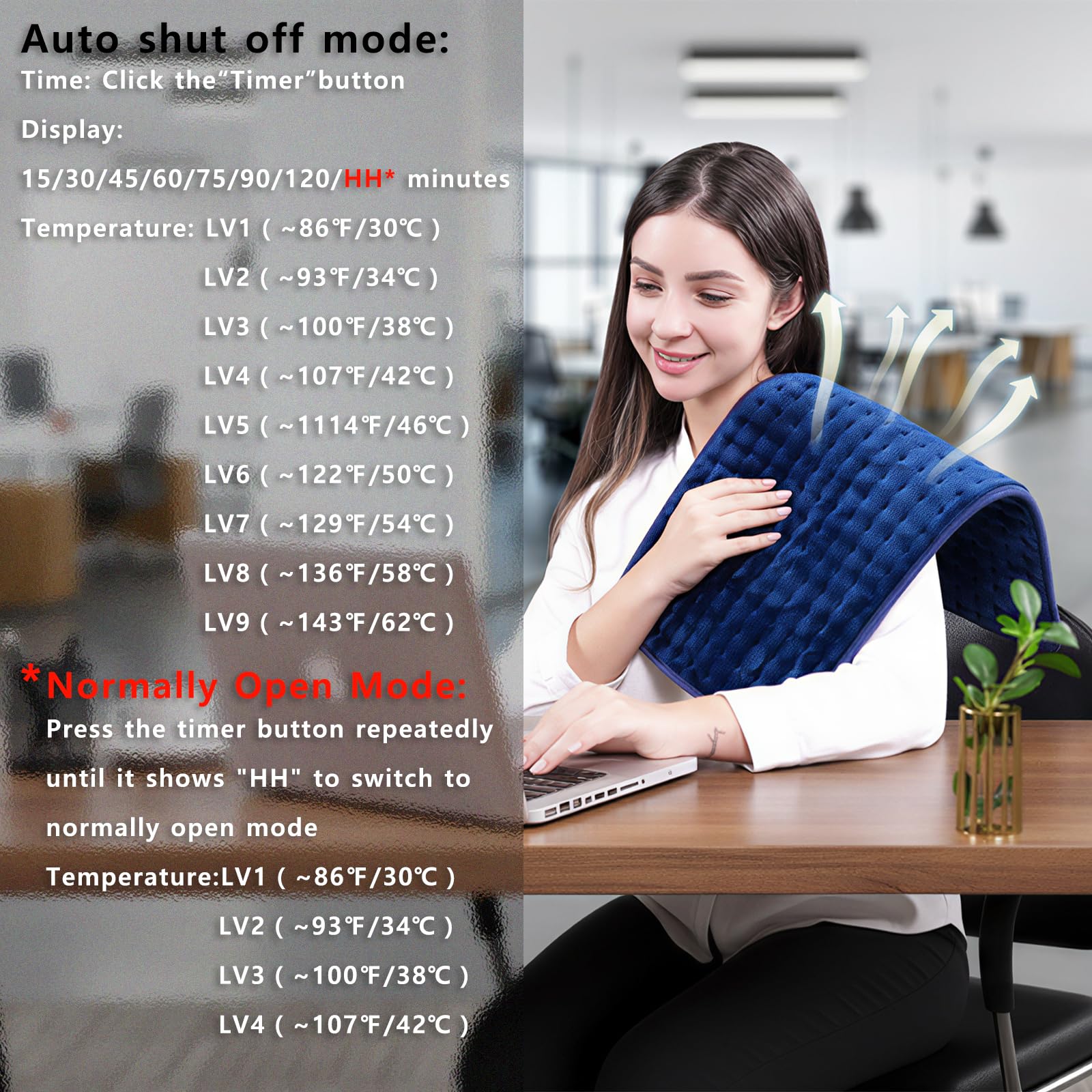 Qaltgc side profile showing slim pad and consistent warmth