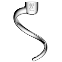 QAP spiral dough hook front view showing sturdy stainless finish and reliable kneading