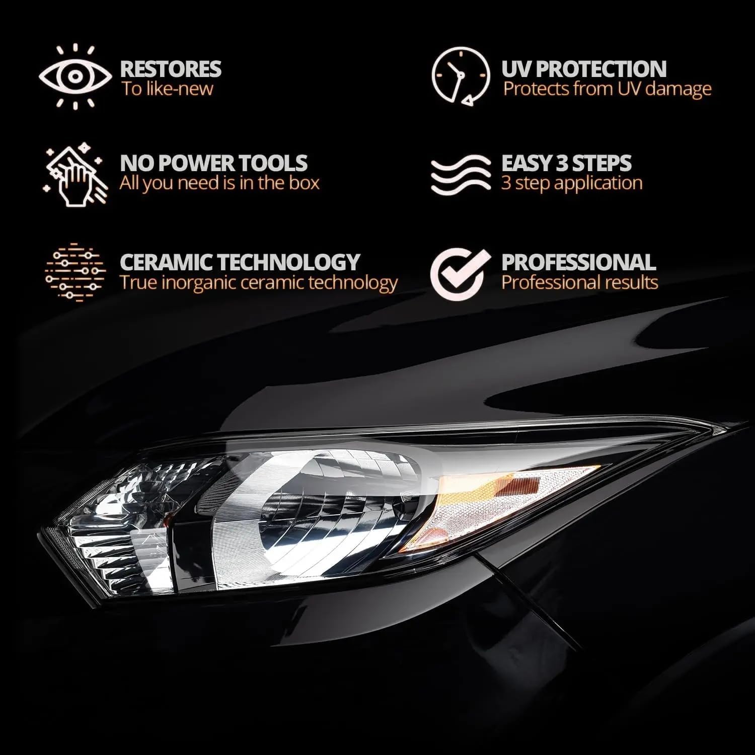 QIFOR crystal plating bottle close-up protecting headlights with ceramic coat