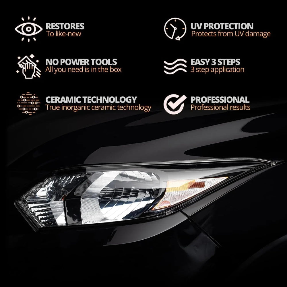 QIFOR crystal plating bottle close-up protecting headlights with ceramic coat