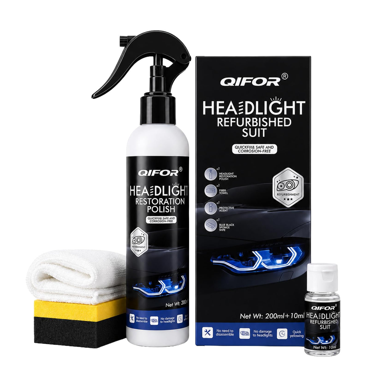 QIFOR kit front packaging showing contents and benefit of complete restoration