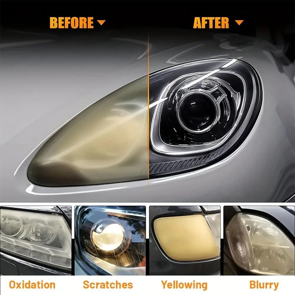 QIFOR before-and-after headlight comparison improving clarity and light output