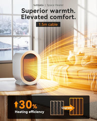 QQT ceramic heater air outlet close-up showing safe steady airflow