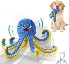 Qraxond octopus front view showing plush cover and blue color, attracts play