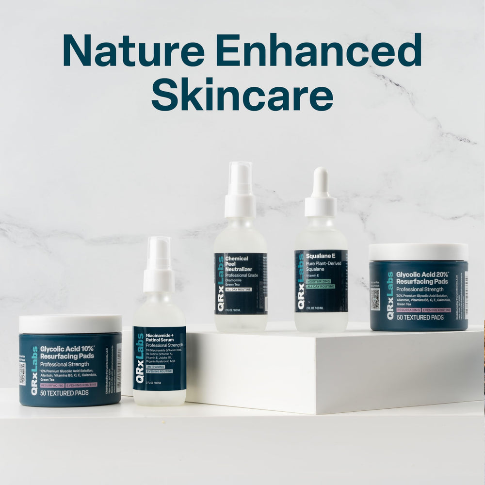 QRxLabs pads packed in a small pouch for travel-ready, on-the-go acne care