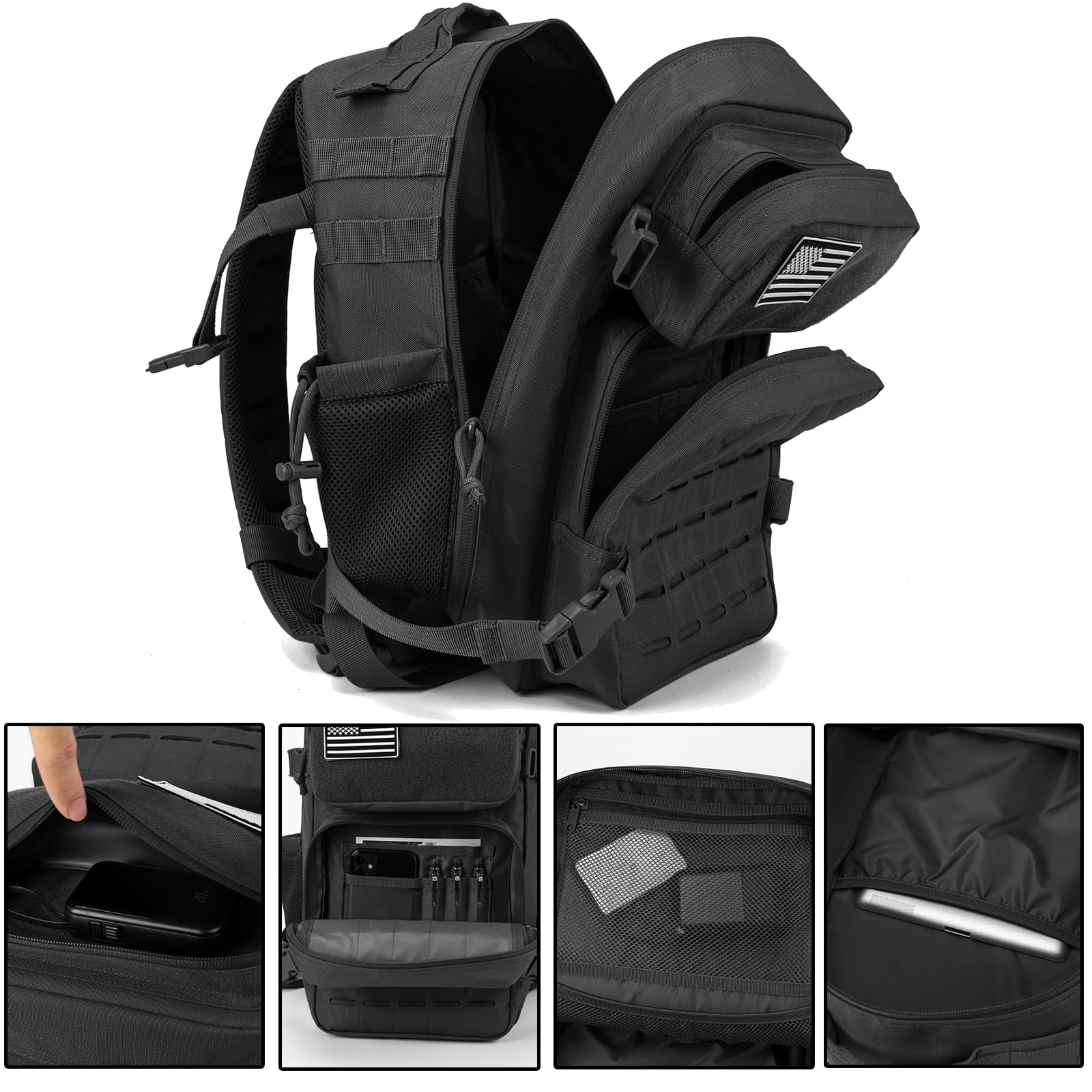 QT&QY padded shoulder straps and mesh back for breathable comfort on long wear