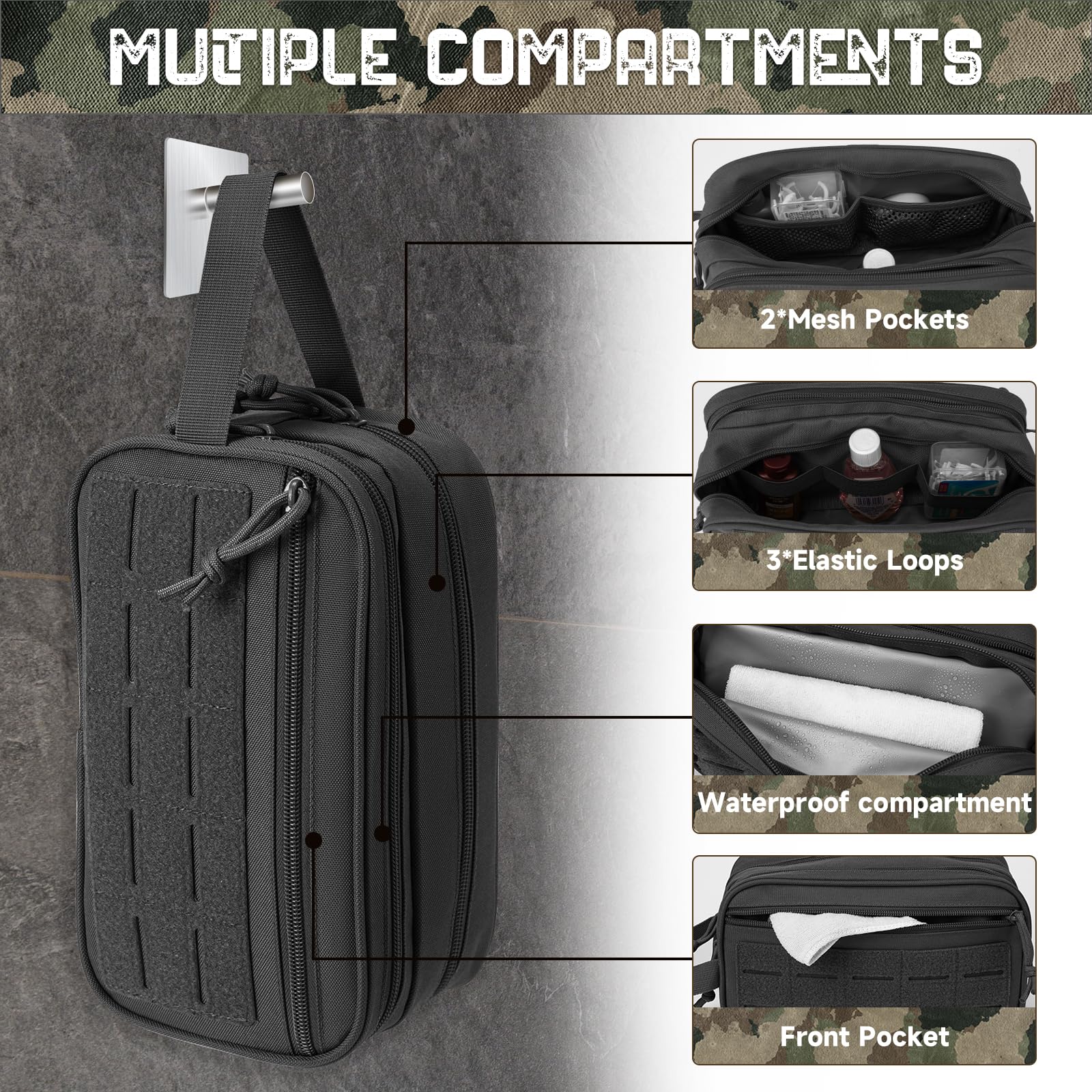 QT&QY MOLLE webbing close-up allowing attachments for extra pouches and gear