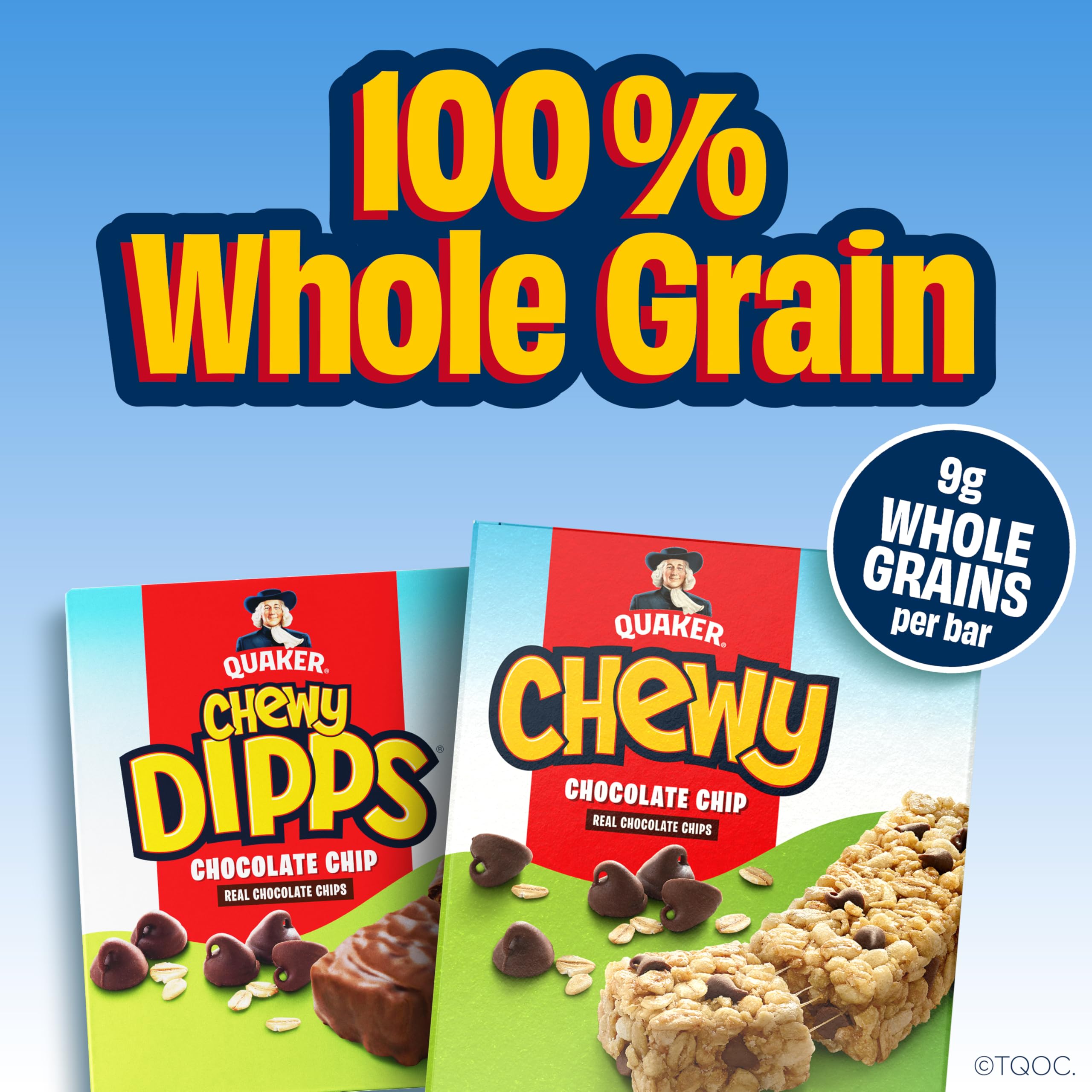 Quaker close up of chewy oat texture and raisin pieces highlighting whole-grain appeal