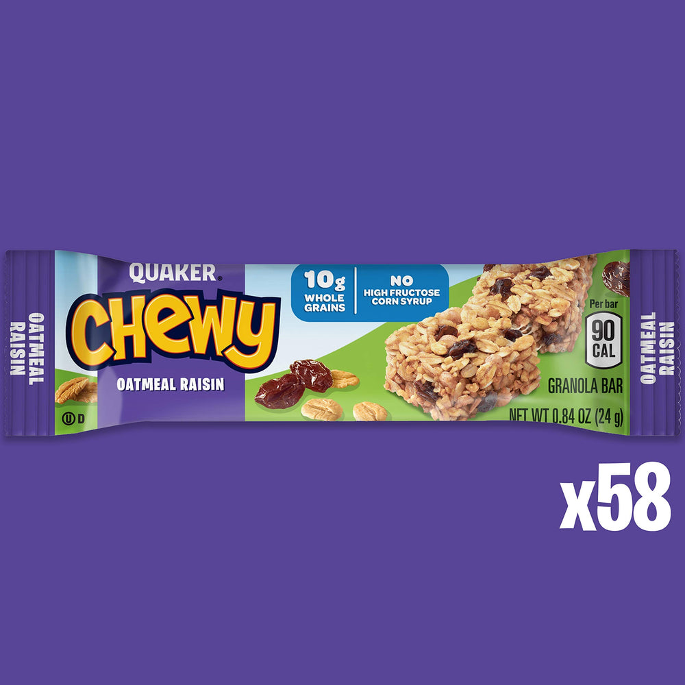 Quaker individually wrapped oatmeal raisin bar for fresh grab-and-go convenience