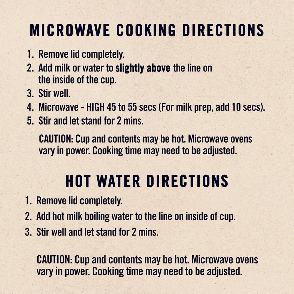 Quaker cup heating in microwave for fast, hot breakfast convenience